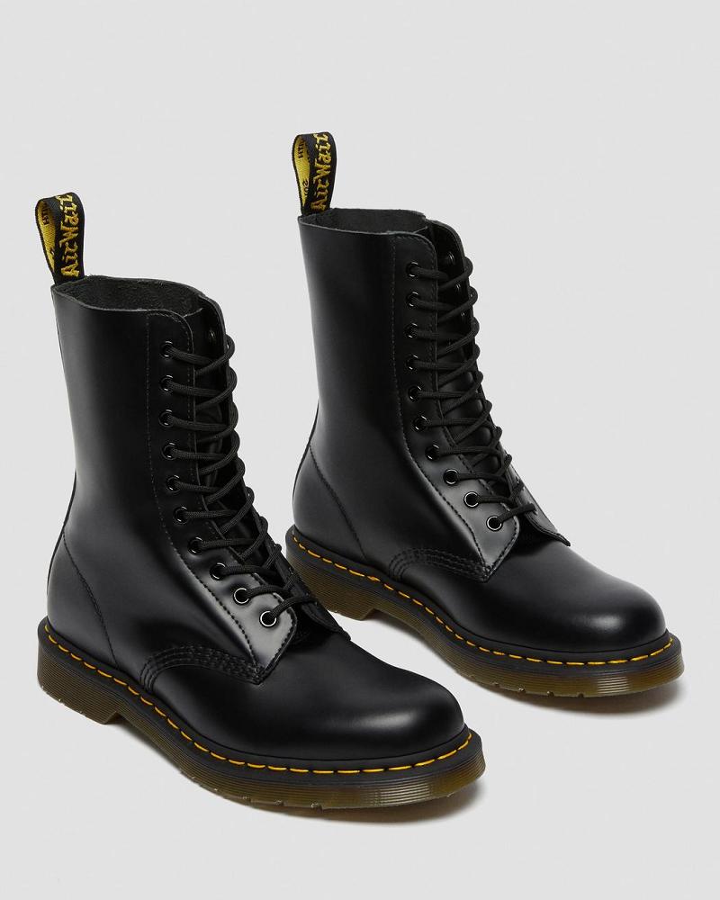 Dr Martens 1490 Smooth Leren Mid Calf Enkellaars Heren Zwart | NL 383ZUT